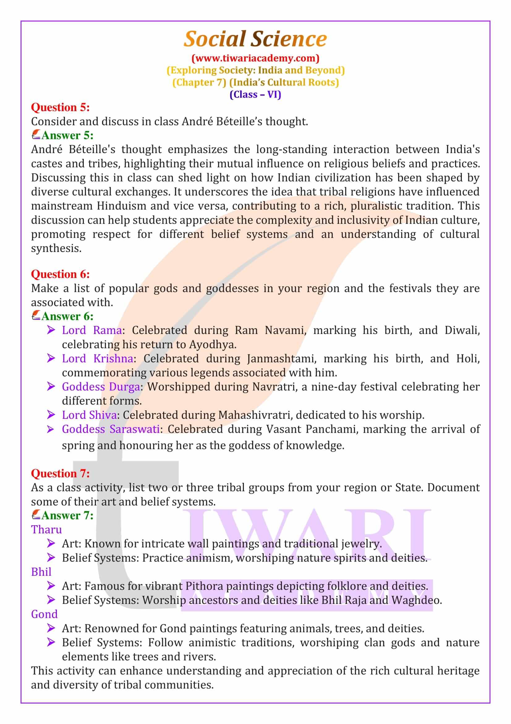 Class 6 Social Science Chapter 7 Exercises