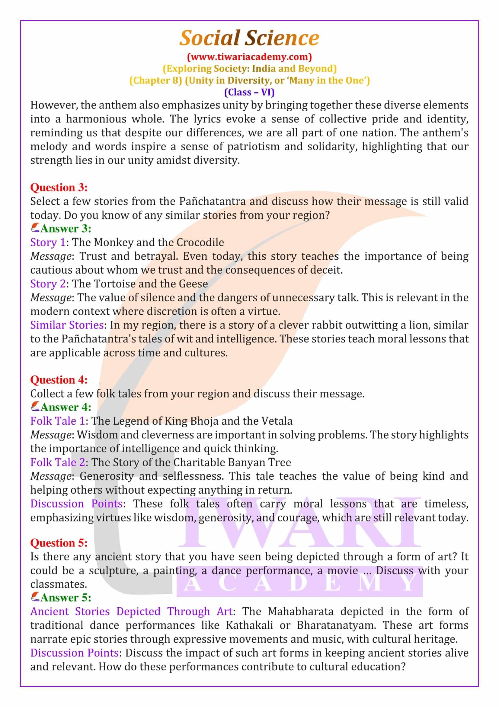 Class 6 Social Science Chapter 8 Exercises