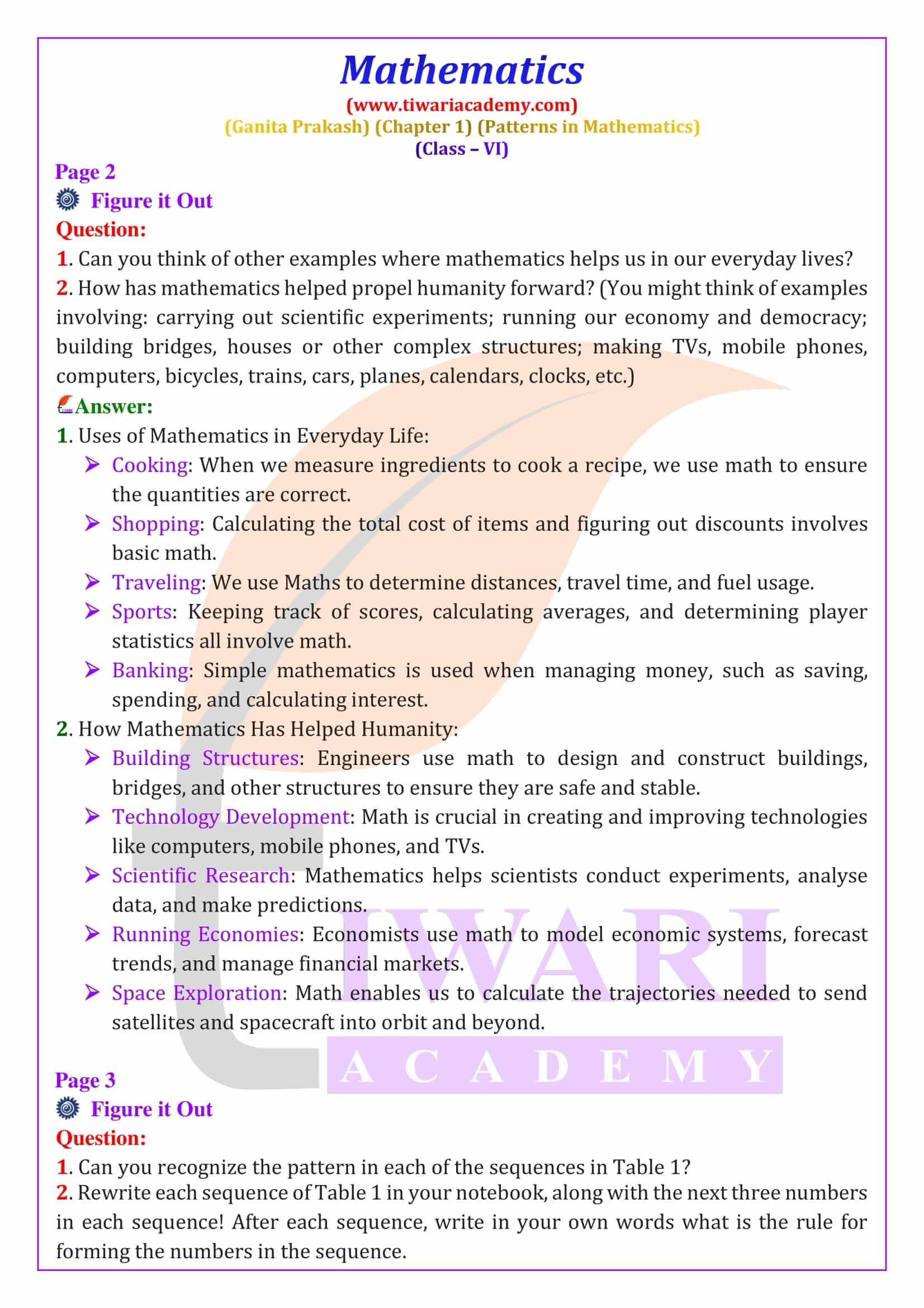 Class 6 Maths Ganita Prakash Chapter 1 Patterns in Mathematics