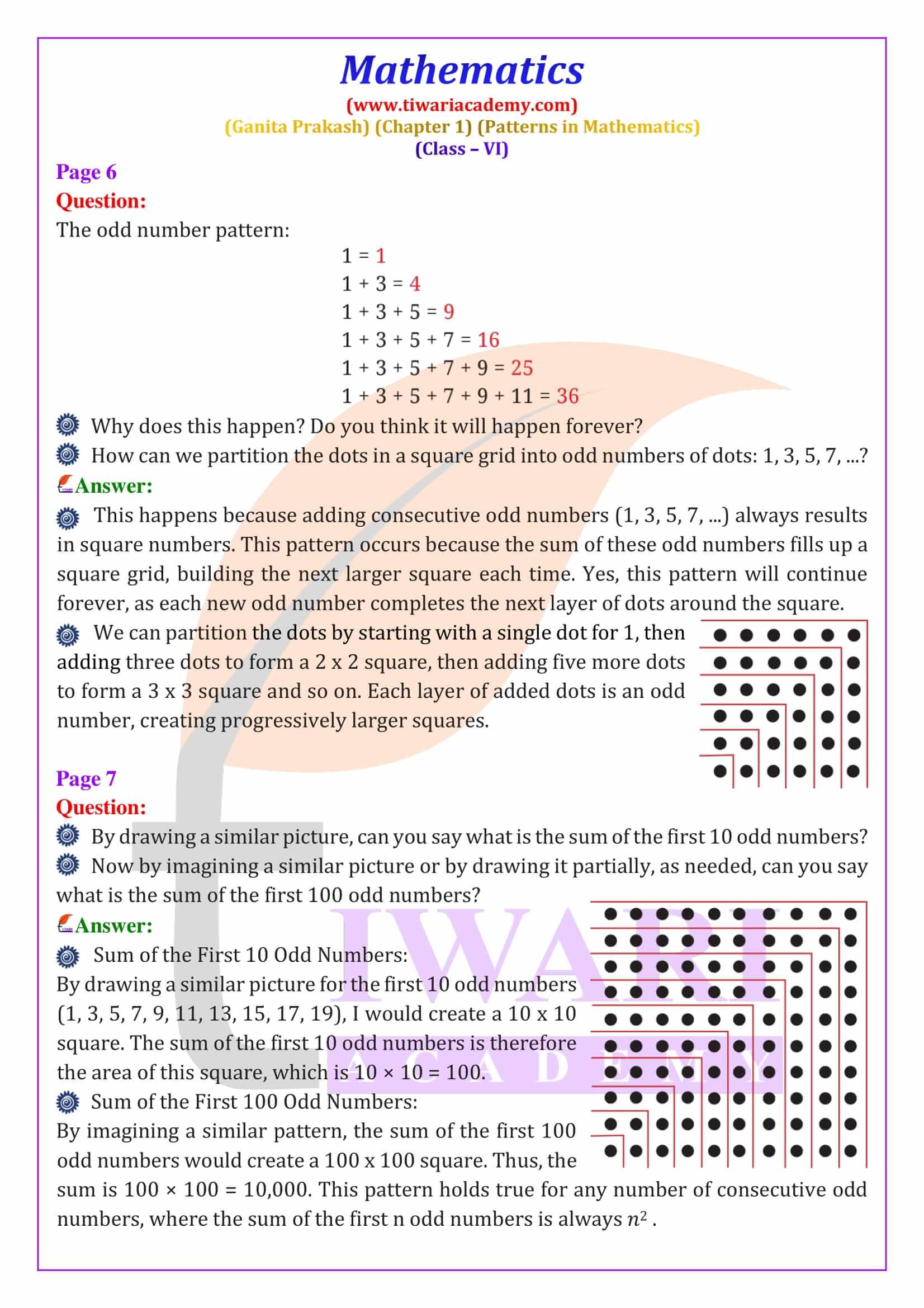 Class 6 Maths Ganita Prakash Chapter 1 Exercises answers