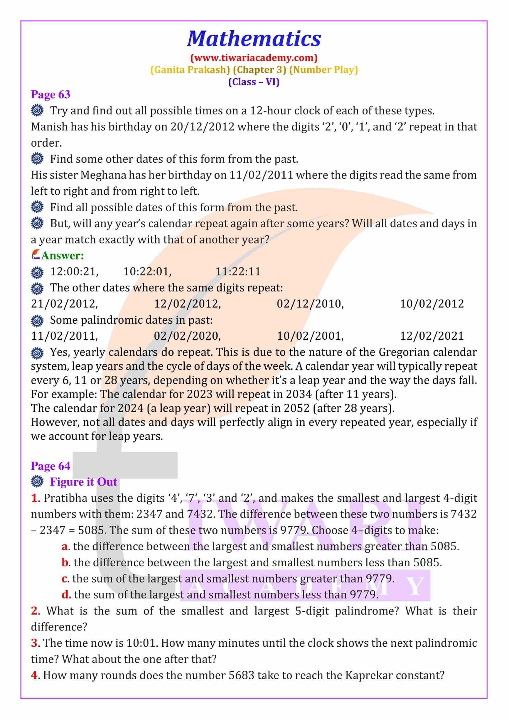 NCERT Solutions for Class 6 Maths Ganit Prakash Chapter 3 Free solution