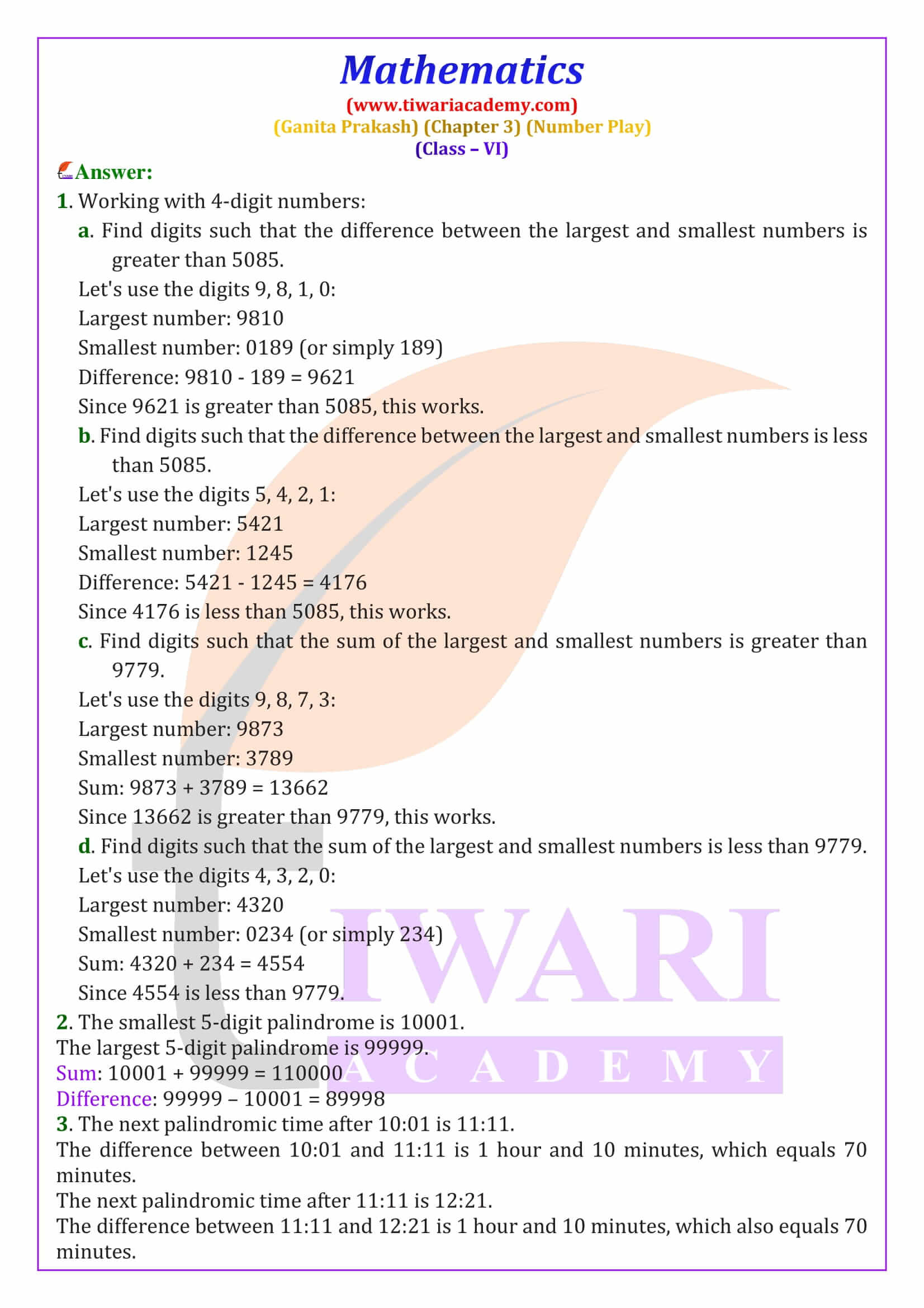 Class 6 Maths Ganit Prakash Chapter 3