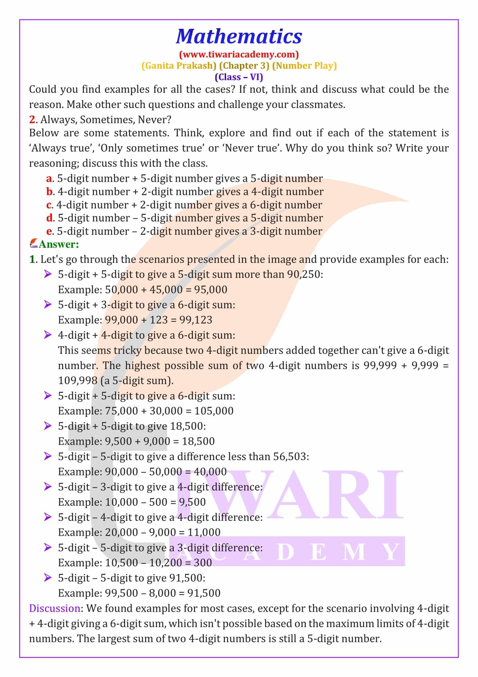 Class 6 Maths Ganit Prakash Chapter 3 Number Play