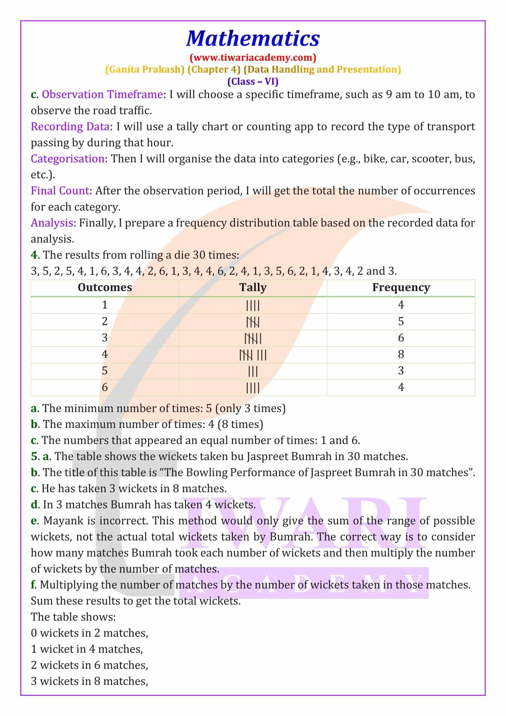 Class 6 Maths Ganit Prakash Chapter 4 Solution answers