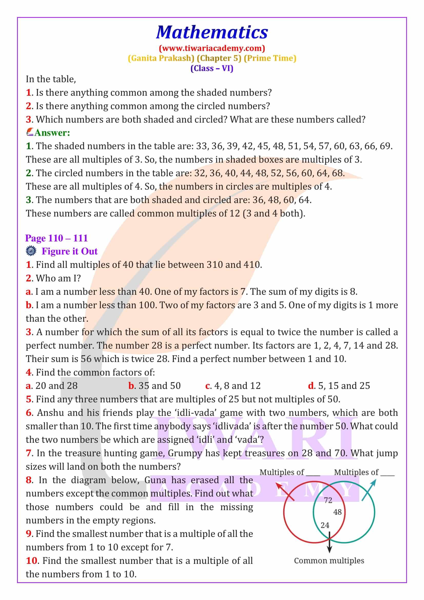 NCERT Solutions for Class 6 Maths Ganita Prakash Chapter 5 in English Medium