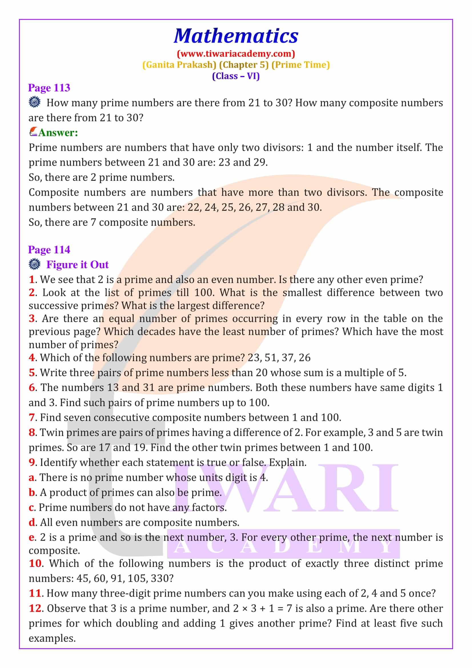 NCERT Solutions for Class 6 Maths Ganita Prakash Chapter 5 Exercises