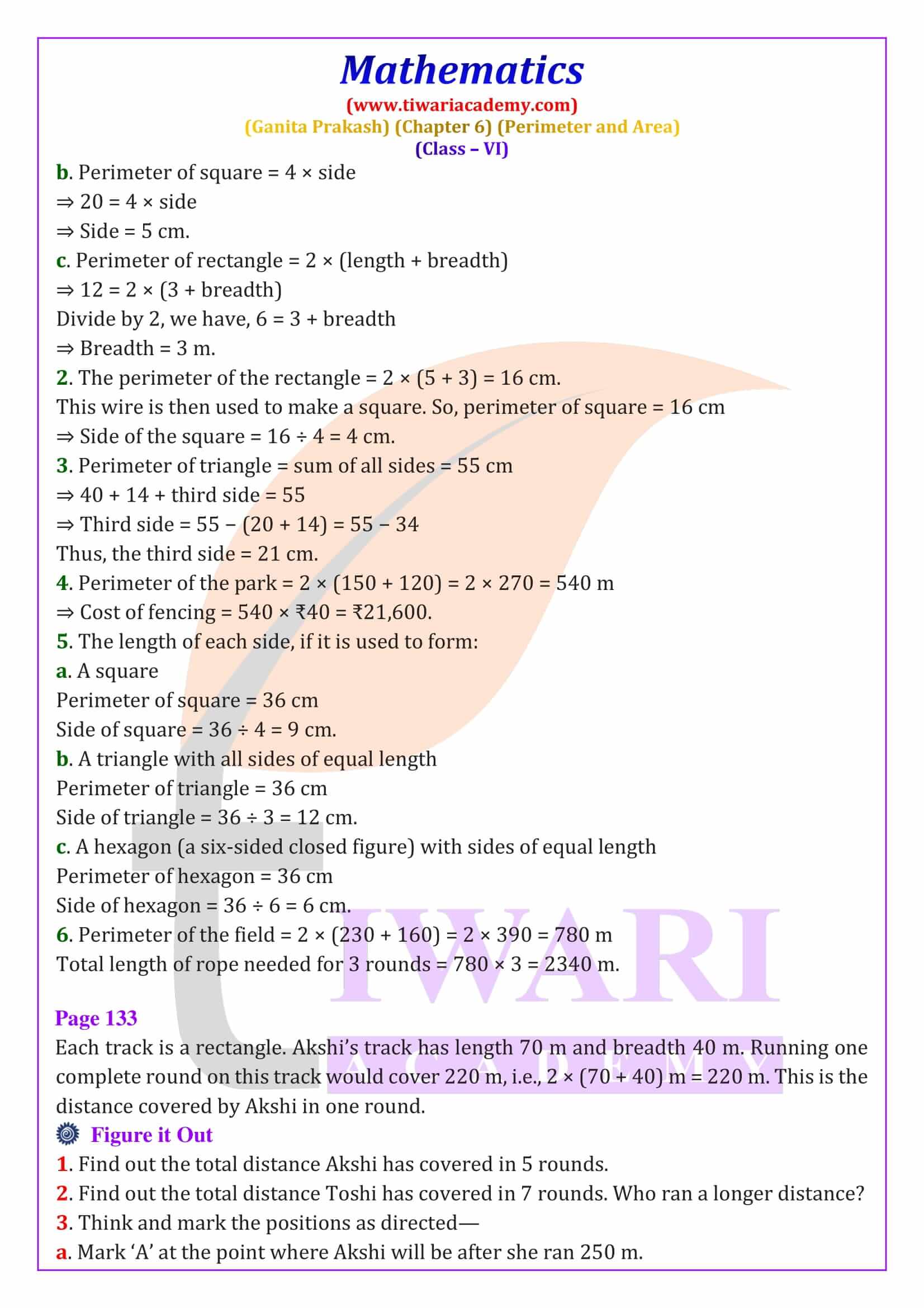 NCERT Solutions for Class 6 Maths Ganita Prakash Chapter 6 in English Medium