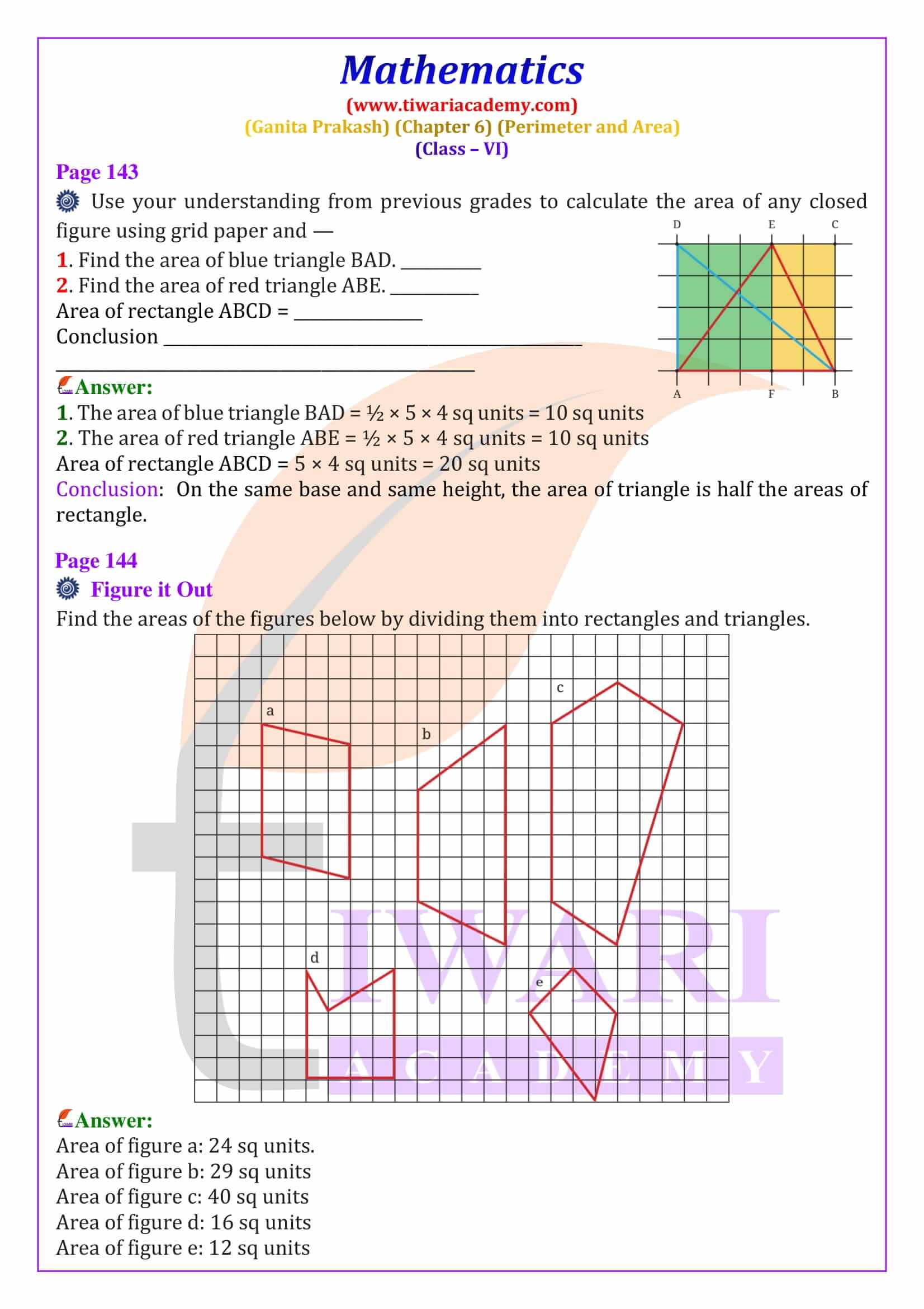 Class 6 Maths Ganit Prakash Chapter 6 NCERT Answers