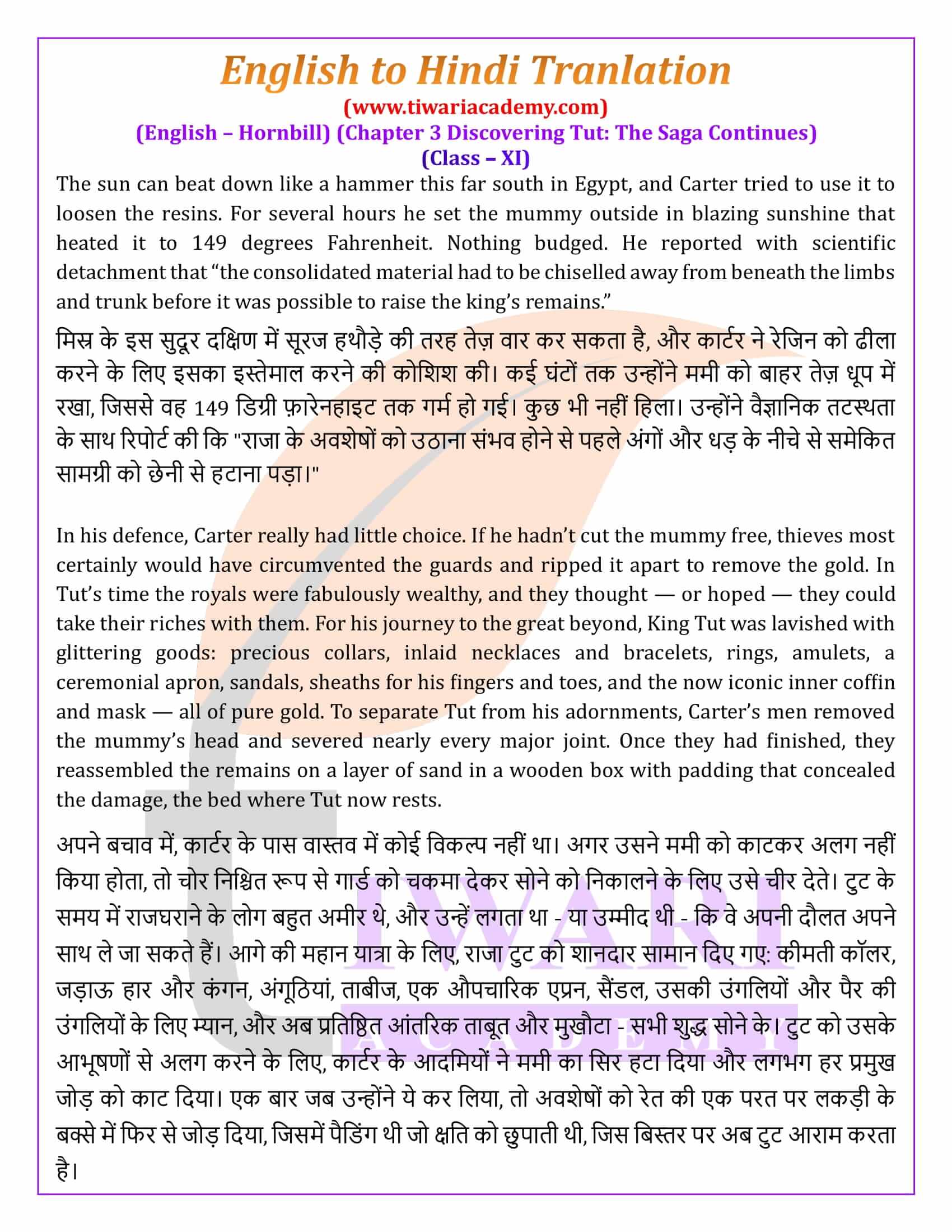 Class 11 English Hornbill Chapter 3 Hindi Medium