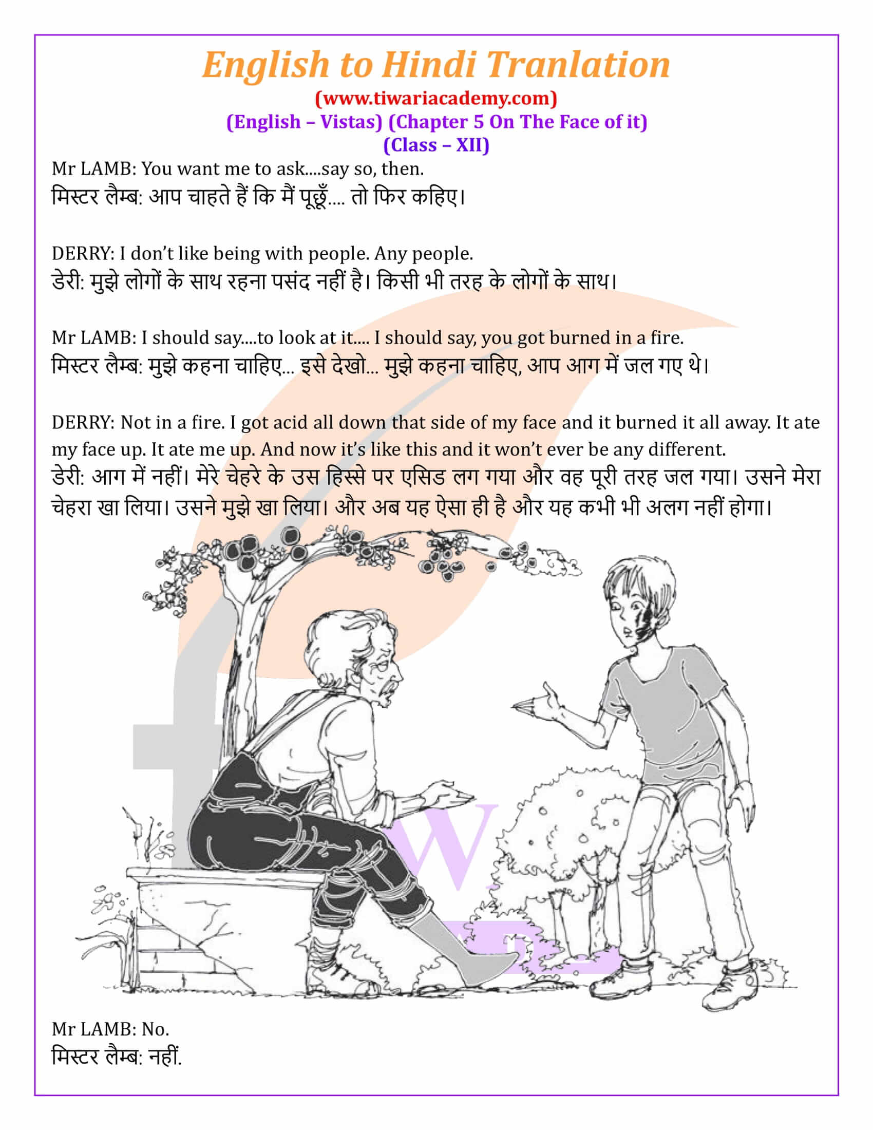 Class 12 English Vistas Chapter 5 On the face of it Hindi Medium