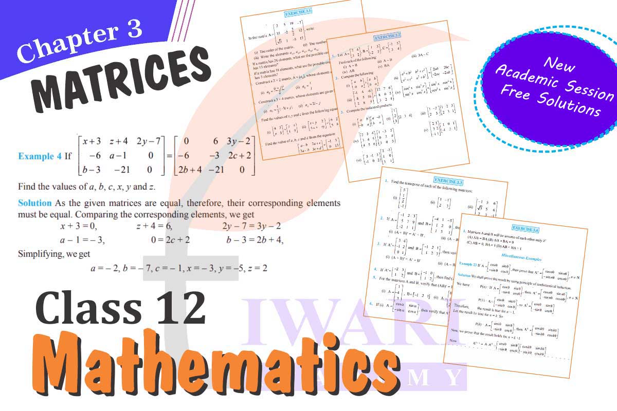 NCERT Textbook Solutions for Class 12 Mathematics Chapter 3